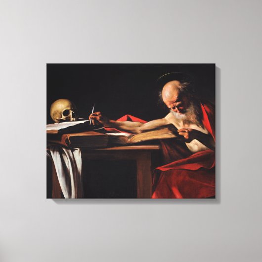 Saint Jerome Writing (door Caravaggio) Canvas Afdruk (Voorkant)