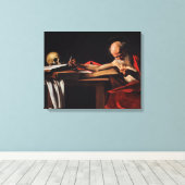 Saint Jerome Writing (door Caravaggio) Canvas Afdruk (Insitu (Houten vloer))