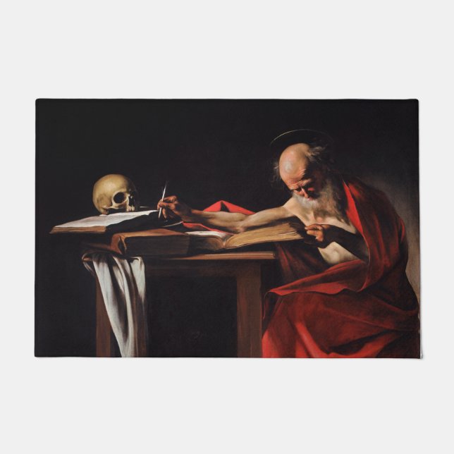 Saint Jerome Writing (door Caravaggio) Deurmat (Voorkant)