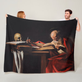 Saint Jerome Writing (door Caravaggio) Fleece Deken