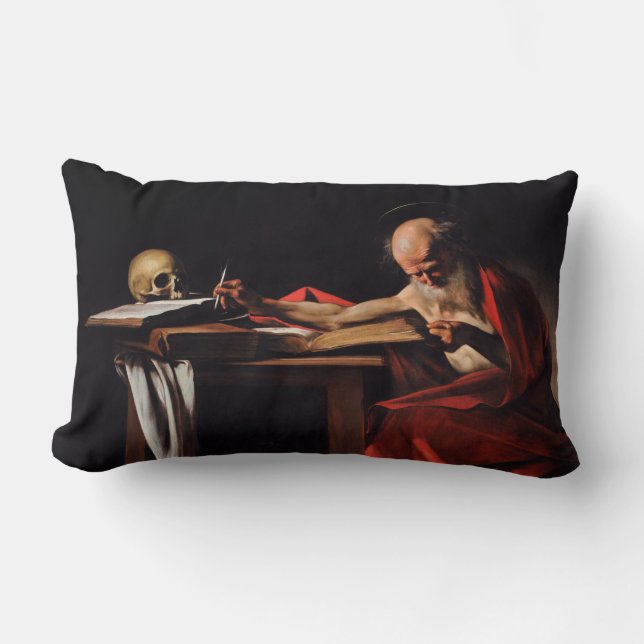 Saint Jerome Writing (door Caravaggio) Kussen (Voorkant)