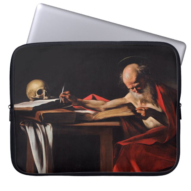Saint Jerome Writing (door Caravaggio) Laptop Sleeve (Voorkant)