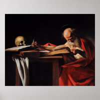 Saint Jerome Writing (door Caravaggio)