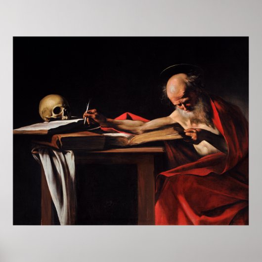 Saint Jerome Writing (door Caravaggio) Poster (Voorkant)