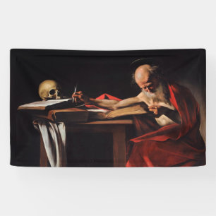 Saint Jerome Writing (door Caravaggio) Spandoek