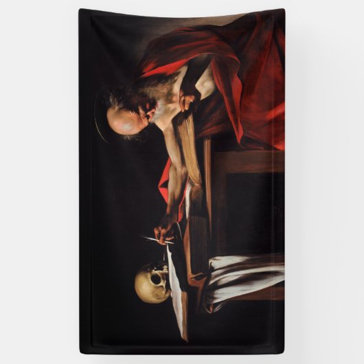 Saint Jerome Writing (door Caravaggio) Spandoek (Verticaal)
