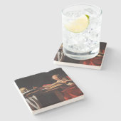 Saint Jerome Writing (door Caravaggio) Stenen Onderzetter (Zijkant)