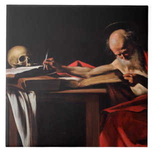 Saint Jerome Writing (door Caravaggio) Tegeltje