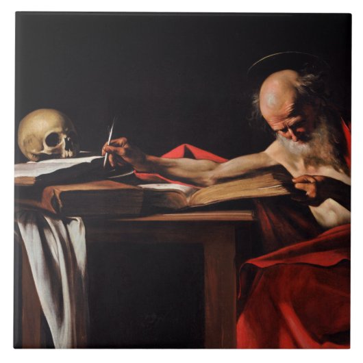 Saint Jerome Writing (door Caravaggio) Tegeltje (Voorkant)
