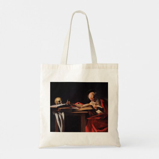 Saint Jerome Writing (door Caravaggio) Tote Bag (Achterkant)