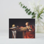 Saint Jerome Writing van Michelangelo Caravaggio Briefkaart (Staand voorkant)