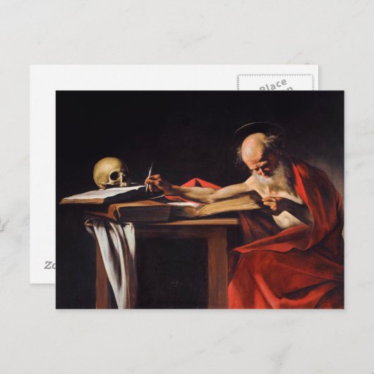 Saint Jerome Writing van Michelangelo Caravaggio Briefkaart (Voorkant / Achterkant)