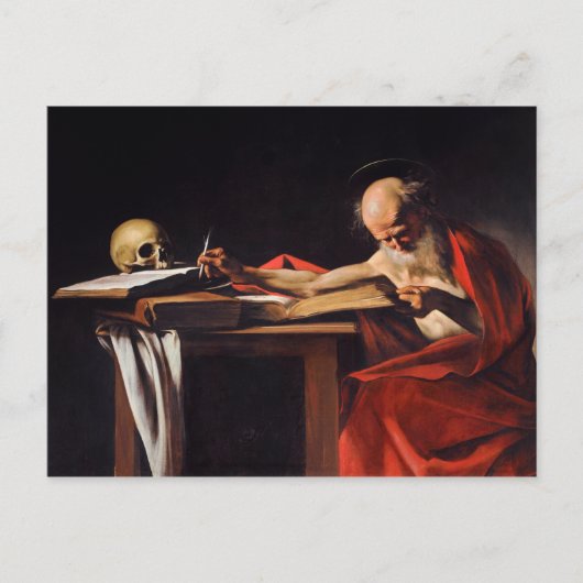 Saint Jerome Writing van Michelangelo Caravaggio Briefkaart (Voorkant)