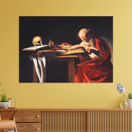 Saint Jerome Writing van Michelangelo Caravaggio Canvas Afdruk (Insitu (Woonkamer))