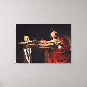 Saint Jerome Writing van Michelangelo Caravaggio Canvas Afdruk
