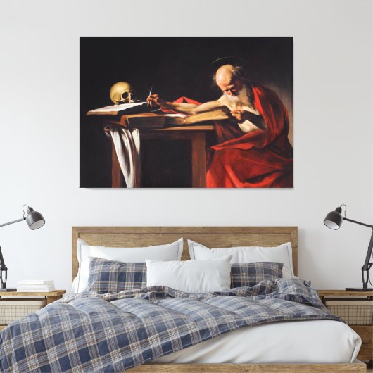 Saint Jerome Writing van Michelangelo Caravaggio Canvas Afdruk (Insitu (Slaapkamer))