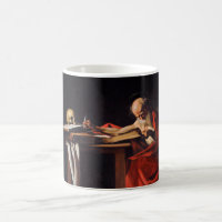 Saint Jerome Writing van Michelangelo Caravaggio