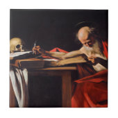 Saint Jerome Writing van Michelangelo Caravaggio Tegeltje (Voorkant)