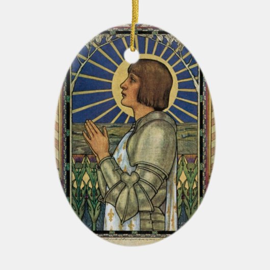 Saint Joan of Arc Glas in lood Afbeelding Keramisch Ornament (Voorkant)