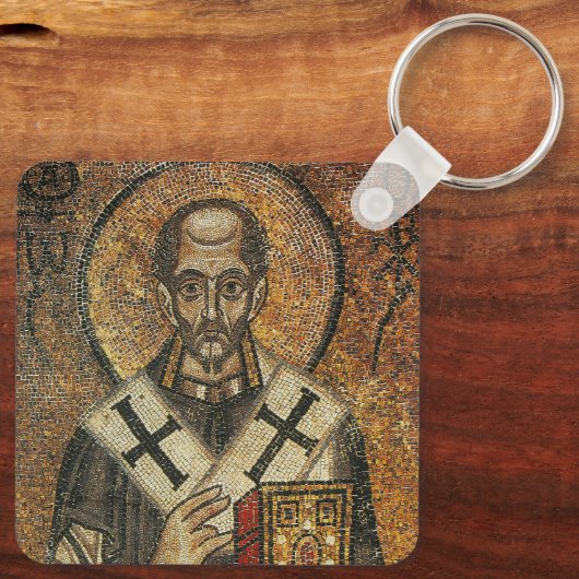 Saint John Chrysostom aartsbisschop van Constantin Sleutelhanger (Achterkant)