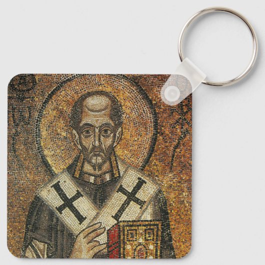 Saint John Chrysostom aartsbisschop van Constantin Sleutelhanger (Achterkant)