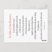 Saint John of San Francisco Prayer Card Briefkaart (Achterkant)