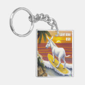 Saint John US Maagdeneilanden Funny Donkey Surfing Sleutelhanger (Voorkant Links)