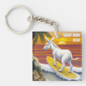 Saint John US Maagdeneilanden Funny Donkey Surfing Sleutelhanger (Voorkant)