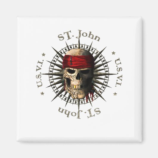 Saint John USVI Pirate Skull Magneet (Voorkant)