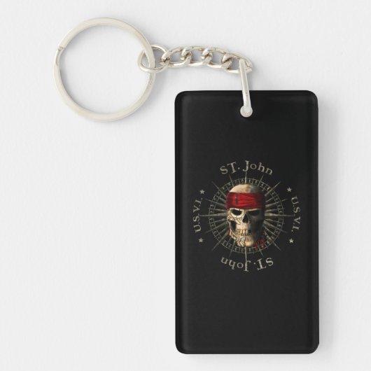 Saint John USVI Pirate Skull Sleutelhanger (Voorkant)