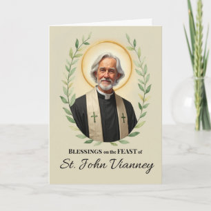 Saint John Vianney Feest Dag Zegeningen Krans Kaart