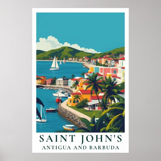 Saint John's Antigua en Barbuda Reisposter Oude St Poster (Voorkant)