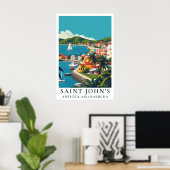 Saint John's Antigua en Barbuda Reisposter Oude St Poster (Thuiskantoor)