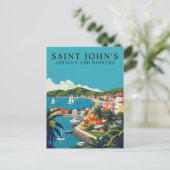 Saint John's, Antigua en Barbuda Retro Reiskunst Briefkaart (Staand voorkant)