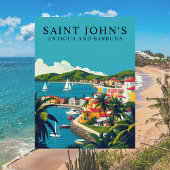 Saint John's, Antigua en Barbuda Retro Reiskunst Briefkaart