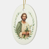 Saint Joseph Catholic Devotional Keramisch Ornament (Links)