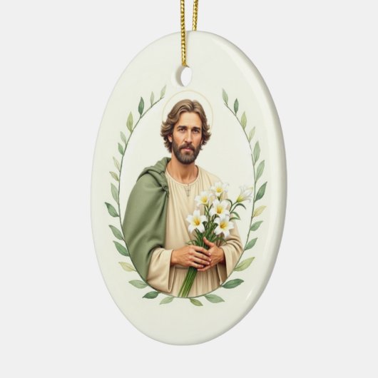Saint Joseph Catholic Devotional Keramisch Ornament (Links)