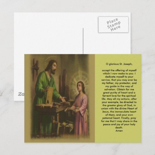 Saint Joseph Prayer Briefkaart (Voorkant / Achterkant)