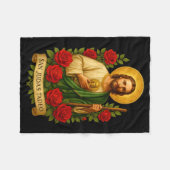 Saint Jude Thaddeus Catholic Art With Red Roses Fleece Deken (Voorkant (Horizontaal))