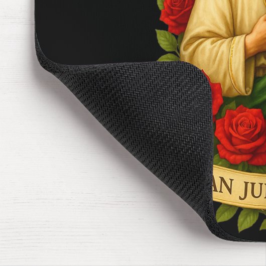 Saint Jude Thaddeus Catholic Art With Red Roses  Muismat (Hoek)