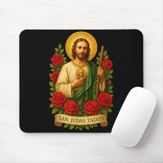 Saint Jude Thaddeus Catholic Art With Red Roses  Muismat (Met muis)