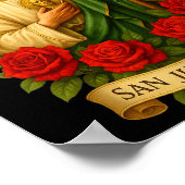 Saint Jude Thaddeus Catholic Art With Red Roses  Poster (Hoek)