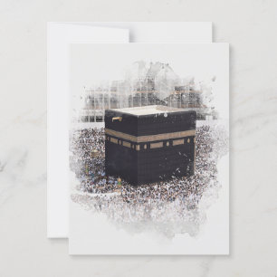 Saint Kaaba, Masjid Al Haram, waterverf illustrati Briefkaart