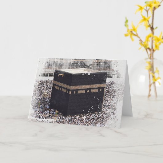 Saint Kaaba, Masjid Al Haram, waterverf illustrati Kaart (Gele Bloem)