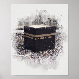 Saint Kaaba, Masjid Al Haram, waterverf illustrati Poster