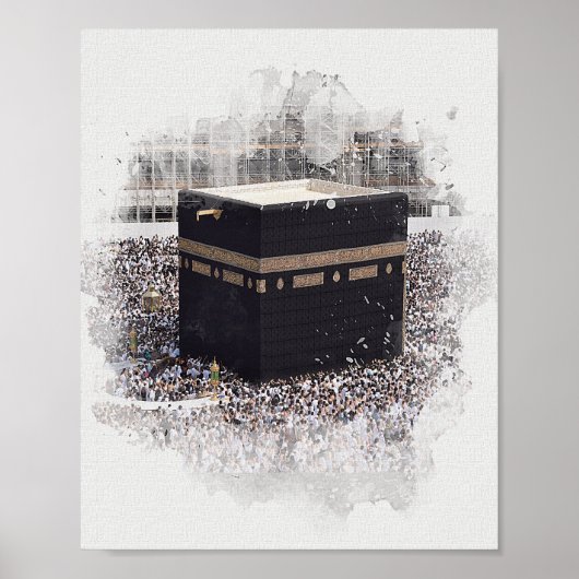 Saint Kaaba, Masjid Al Haram, waterverf illustrati Poster (Voorkant)