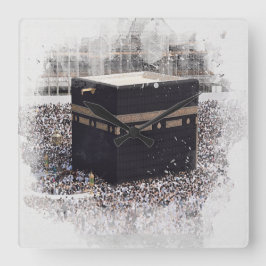 Saint Kaaba, Masjid Al Haram, waterverf illustrati Vierkante Klok