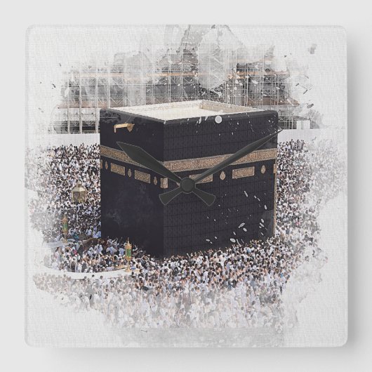 Saint Kaaba, Masjid Al Haram, waterverf illustrati Vierkante Klok (Voorkant)
