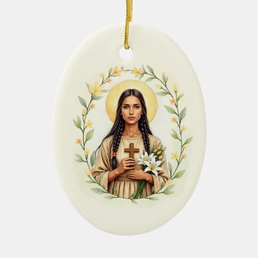 Saint Kateri Tekakwitha God's Peace and Blessings Keramisch Ornament (Voorkant)