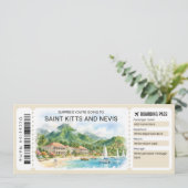 Saint Kitts and Nevis Trip Boarding Pass Ticket Kaart (Staand voorkant)